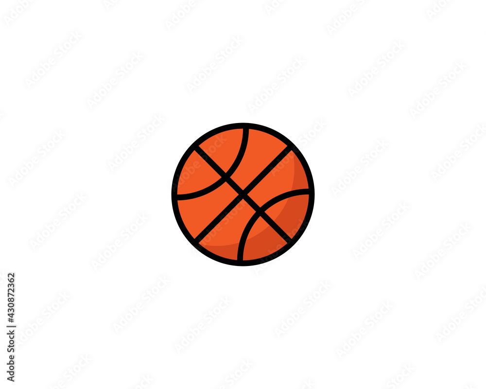 basketball ball isolated on white background. stock vector illustration in flat cartoon style.10 eps.