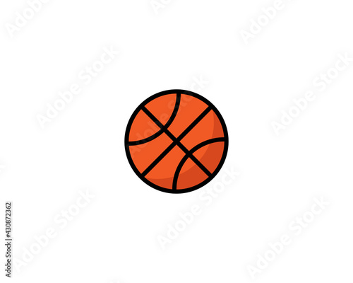 basketball ball isolated on white background. stock vector illustration in flat cartoon style.10 eps.