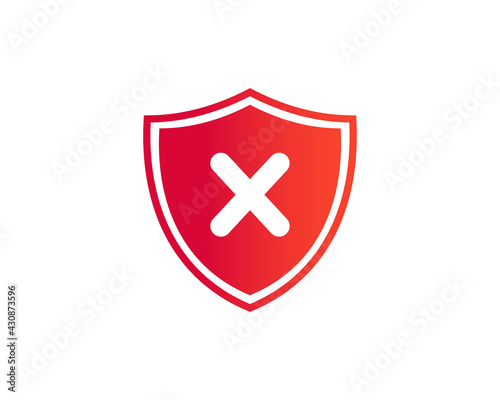 Cross mark icon. Deny, close, wrong mark symbol. Negative check mark logo flat icon with shield concept