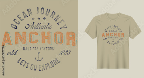 Ocean anchor graphic print or anchor poster, clothing apparel print, t shirt graphic print, vector illustration
