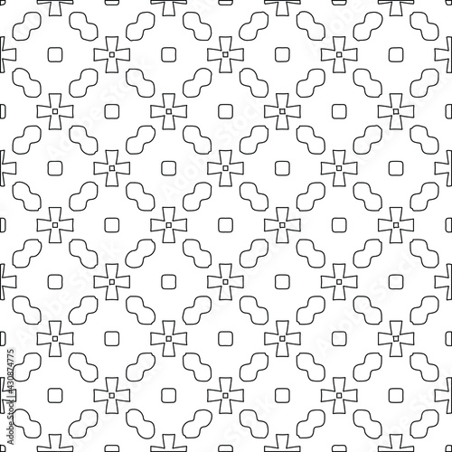 Geometric vector pattern with triangular elements. Seamless abstract ornament for wallpapers and backgrounds. Black and white colors. 