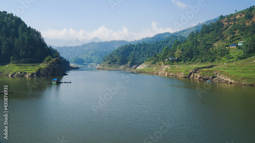 Markhu Kulekhani reservoir in Nepal, domestic resort, travelling in Nepal, mountains and lake