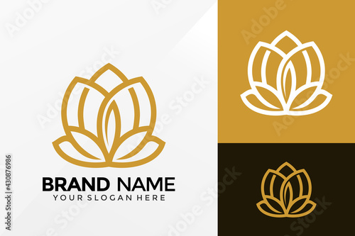 Beauty Lotus Spa Logo Vector Design. Brand Identity emblem, designs concept, logos, logotype element for template.