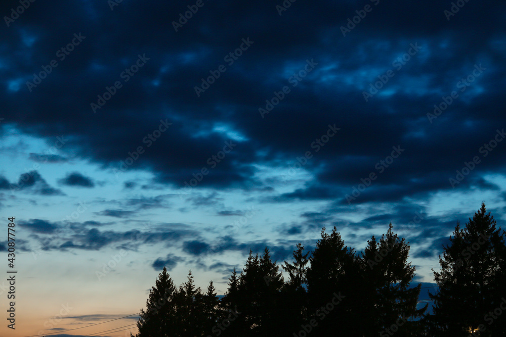 Clouds in the evening after sunset.
