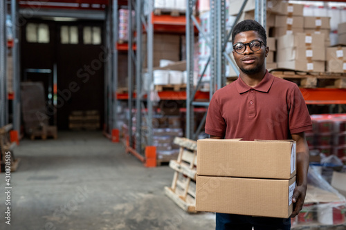 Portrait of African-American warehouse mover