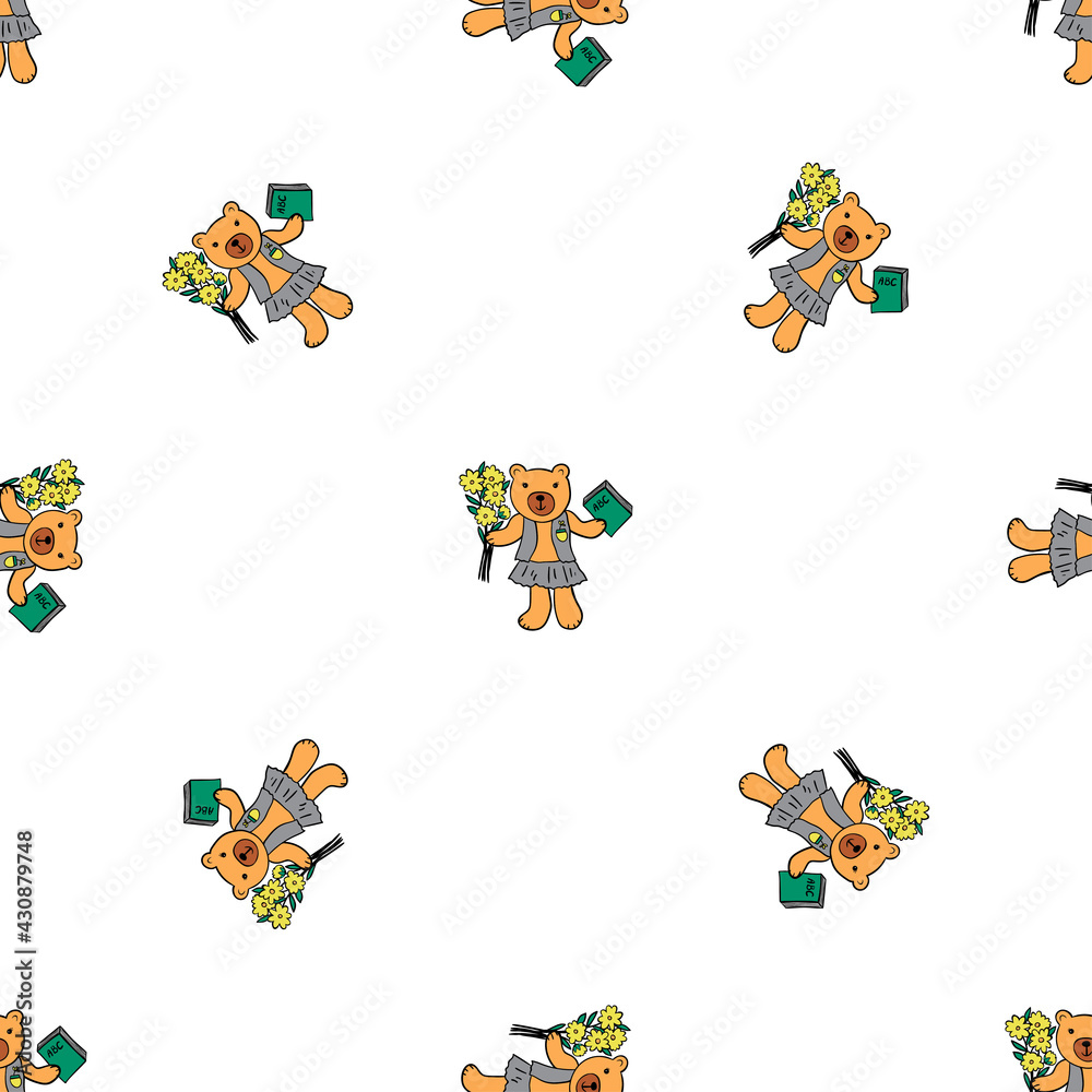Seamless background with cute bears. Cartoon characters. Decorative texture. Seamless background with cute bears. Cartoon characters. Decorative texture.