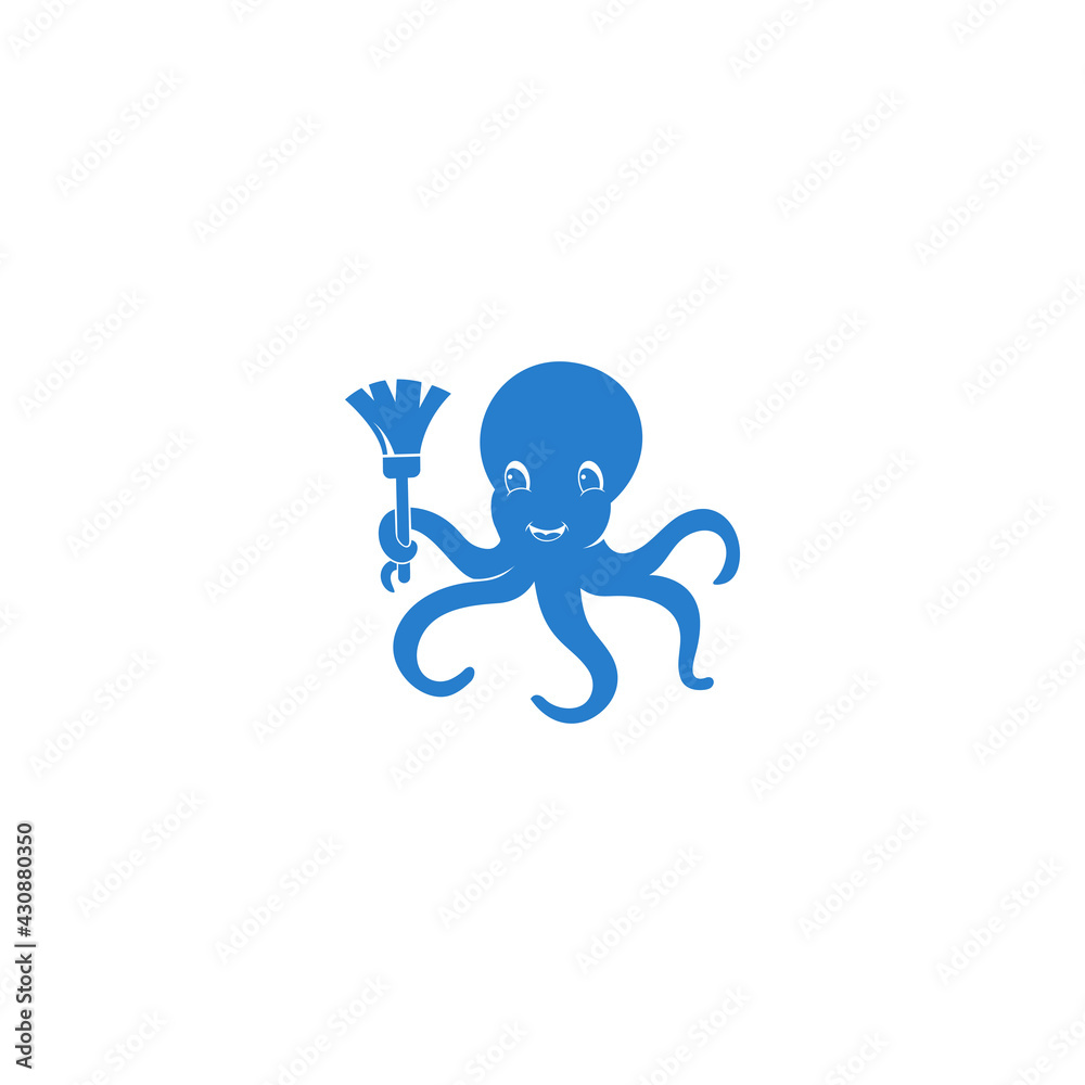 squid cleaner mascot squid cleaner mascot