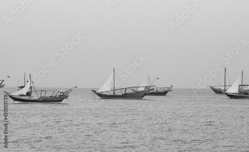 Traditional arabian dhows in Doha , Qatar, Middle East.