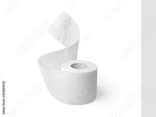 Roll of soft toilet paper on a white background