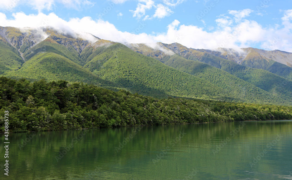 Mountains Range on Rotoiti Lake - Nelson Lakes National Park, New Zealand