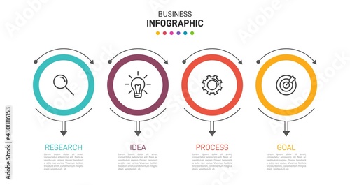 Infographic design with icons and 4 options or steps. Thin line vector. Infographics business concept. Can be used for info graphics, flow charts, presentations, web sites, banners, printed materials.