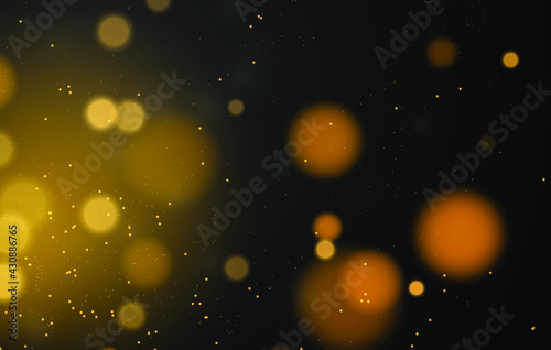 Abstract magical bokeh lights effect background  black  gold glitter for Christmas  for your banner  post