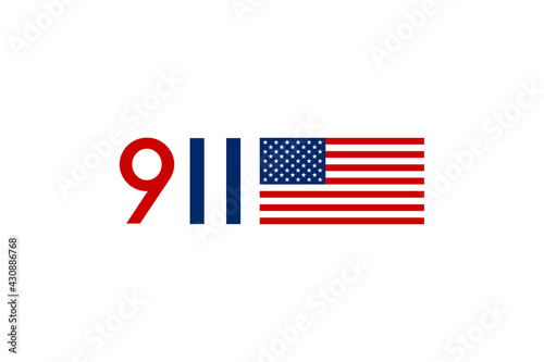 Remember 9 11, Patriot day, September 11. Illustration of the Twin towers representing the number eleven. We will never forget the terrorist attacks of september 11, 2001