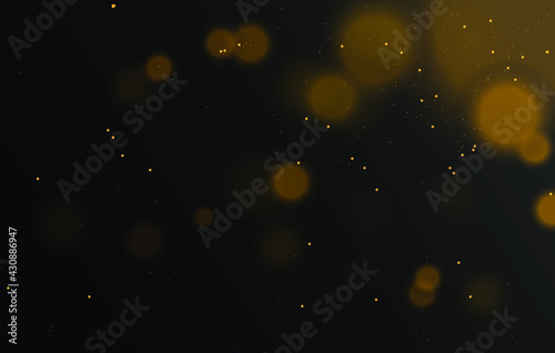 Abstract magical bokeh lights effect background, black, gold glitter for Christmas, for your banner, post
