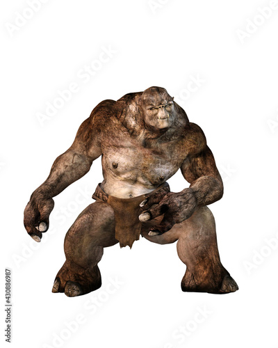 3D rendering of a huge fantasy troll fairytale character isolated on white.