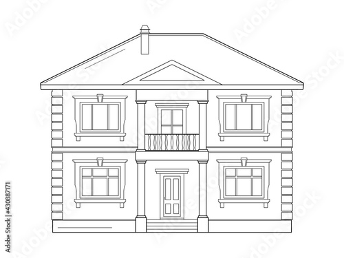 Suburban house line icon in black and white