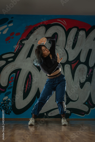 Young beautiful hiphop dancer. Dance off concept.