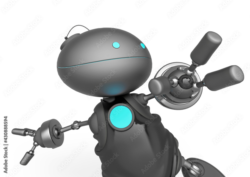 mini bot is doing some exercises in white background close up mini bot is doing some exercises in white background close up
