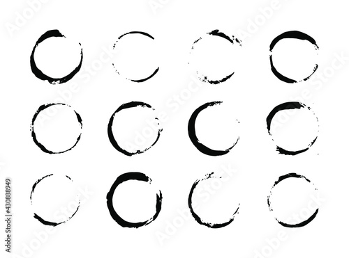 Set of vector grunge brushes strokes; paint strokes with a dry brush. Abstract ink blots