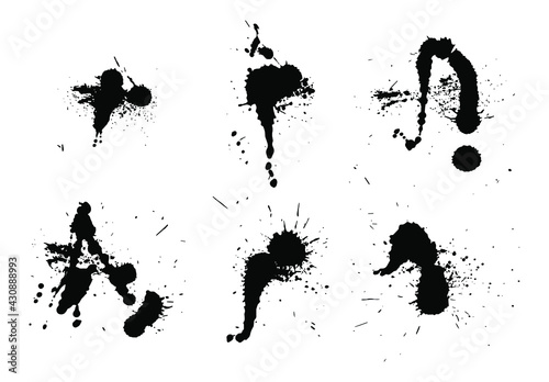Set of vector grunge brushes strokes  paint strokes with a dry brush. Abstract ink blots