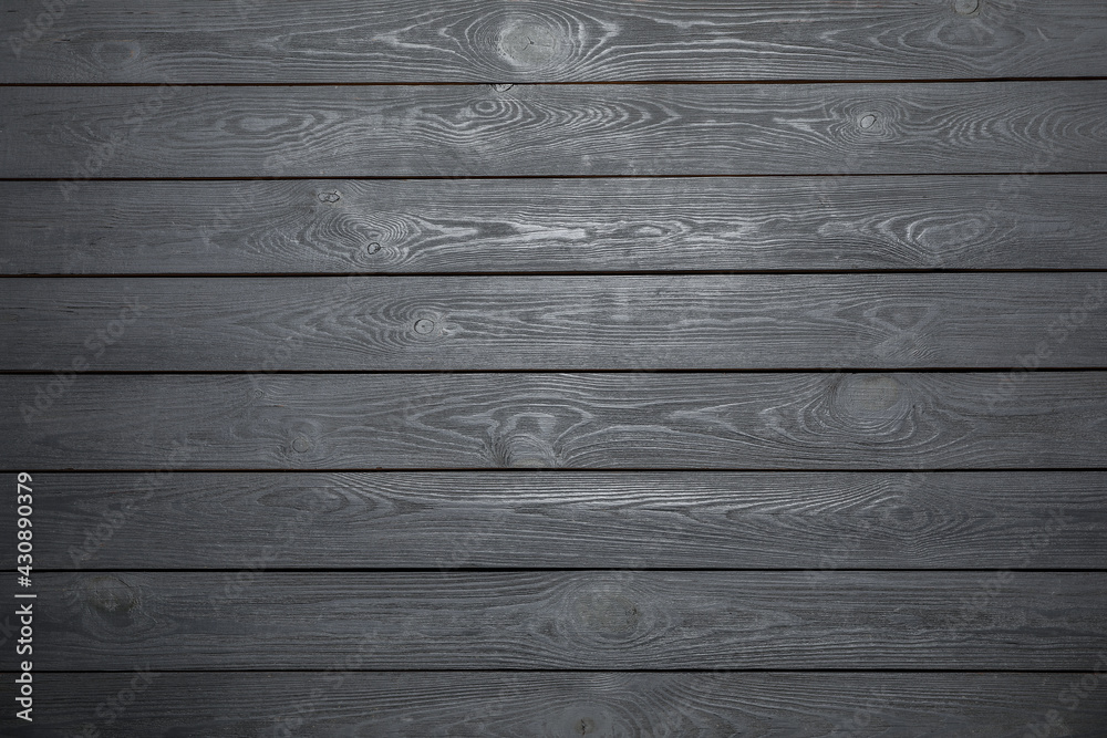 Naklejka premium Texture of grey wooden surface as background, top view
