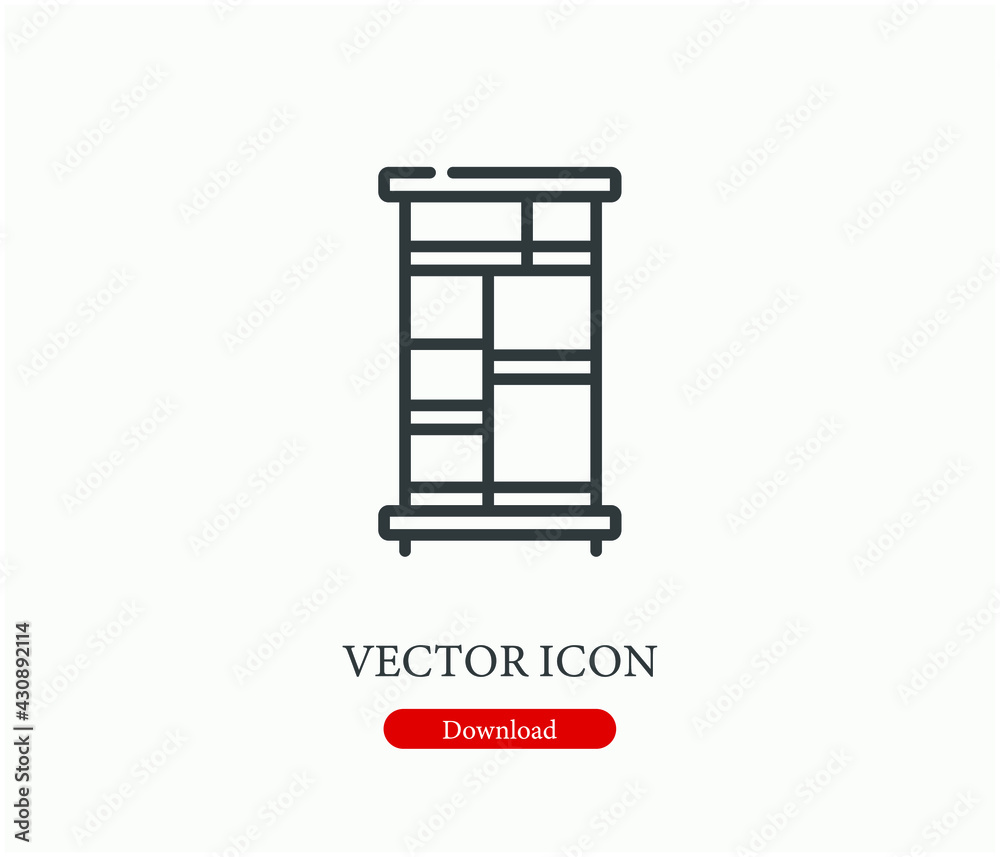 Shelves vector icon. Editable stroke. Linear style sign for use on web design and mobile apps, logo. Symbol illustration. Pixel vector graphics - Vector Shelves vector icon. Editable stroke. Linear style sign for use on web design and mobile apps, logo. Symbol illustration. Pixel vector graphics - Vector
