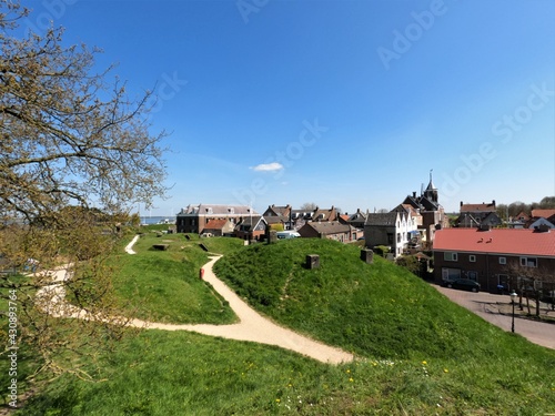 Fortress wall of Willemstad in the Netherlands. A pitorestic small Dutch country. Natural environment in a historic city with a lot of history. photo