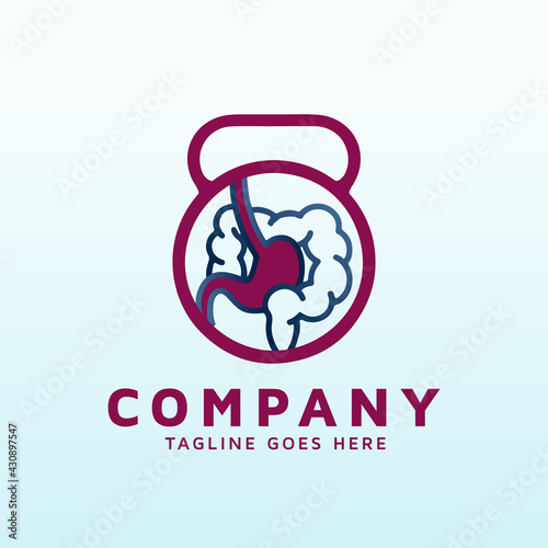 gastroenterologist logo design with fitness gym icon