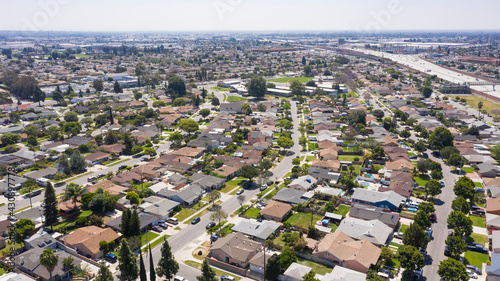 Daytime aerial view of Norwalk, California, USA. photo