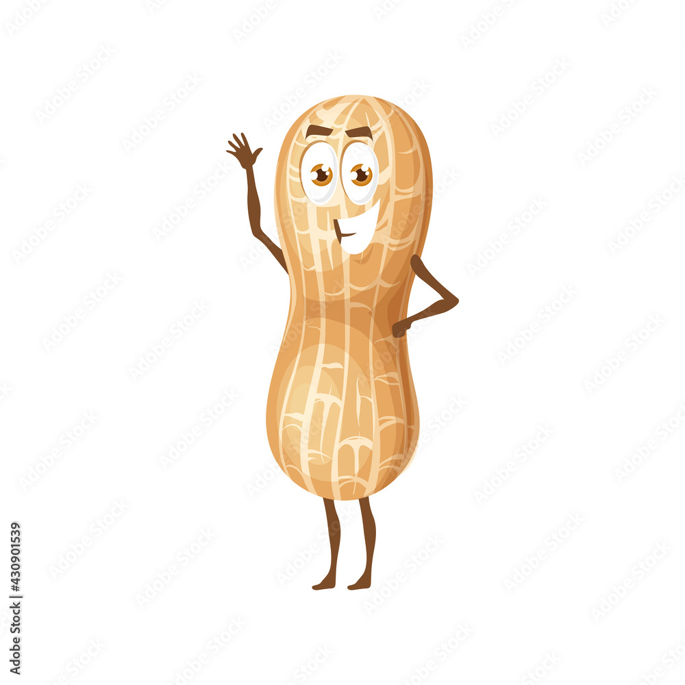 Peanut emoji emoticon isolated groundnut comic flat cartoon character