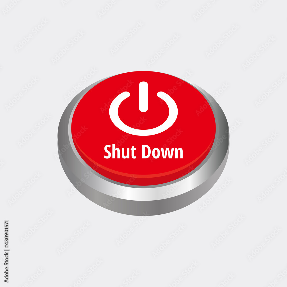 Shut Down Icon with 3d Red Circle Button Template Vector Shut Down Icon with 3d Red Circle Button Template Vector