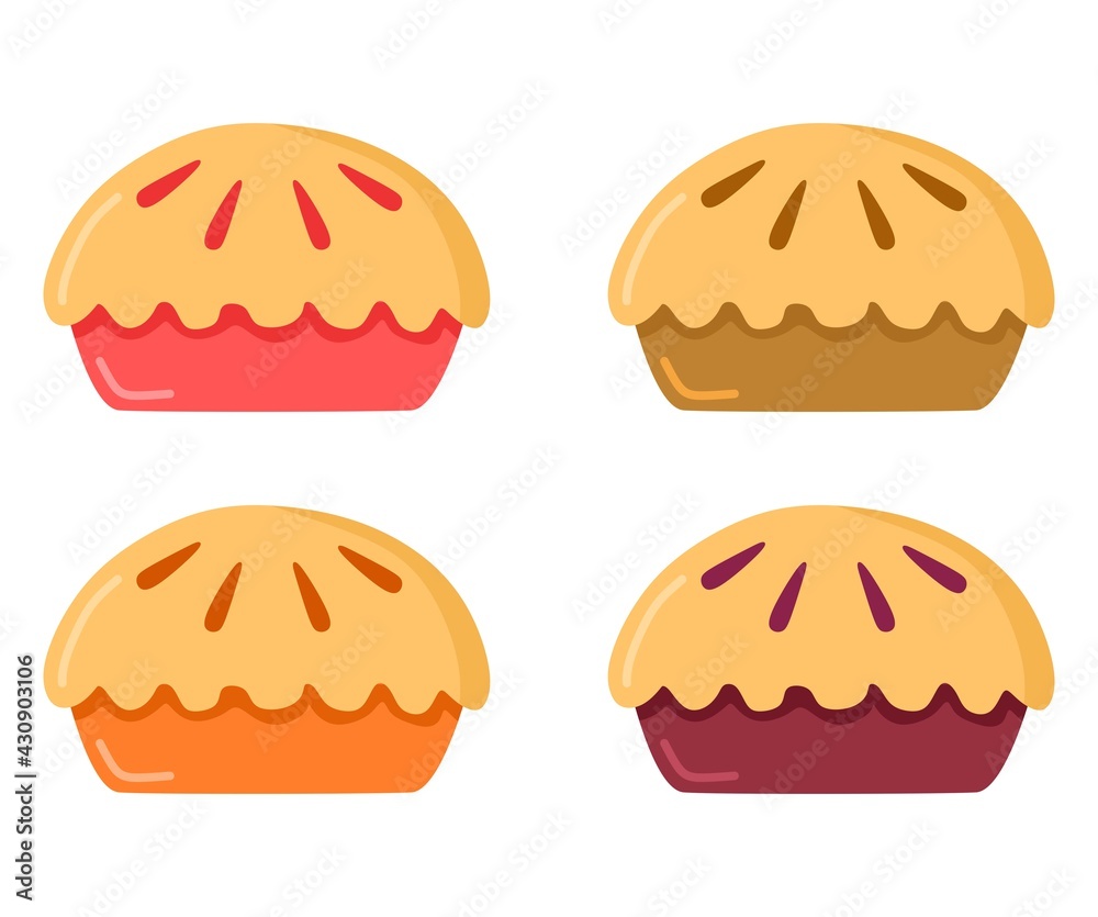 Vector illustration set of pie for sale, restaurant and cafe theme, perfect for advertising of food products Vector illustration set of pie for sale, restaurant and cafe theme, perfect for advertising of food products