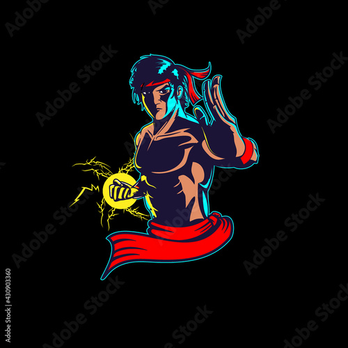 Kung Fu man esport style vector illustration