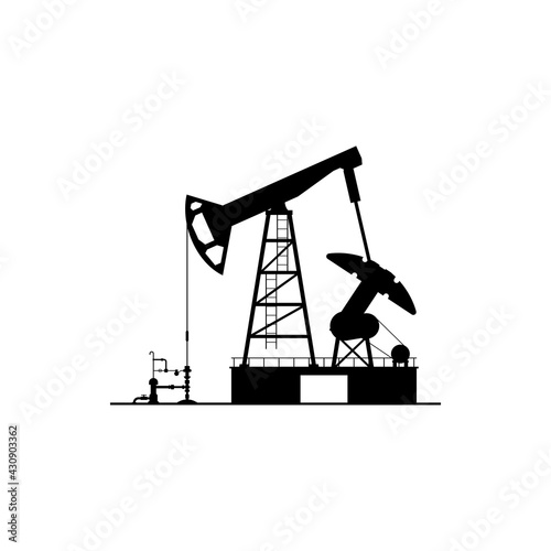Oil derrick silhouette isolated pump jack icon. Vector oil industry factory plant, drilling pumps, petroleum production station. Chemical platform, gasoline oilfield with pump jacks, cranes