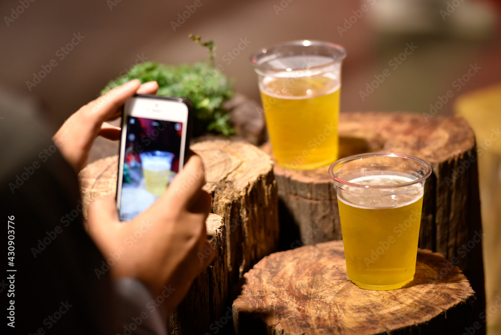 Glasses of beer in mobile photography scene Glasses of beer in mobile photography scene