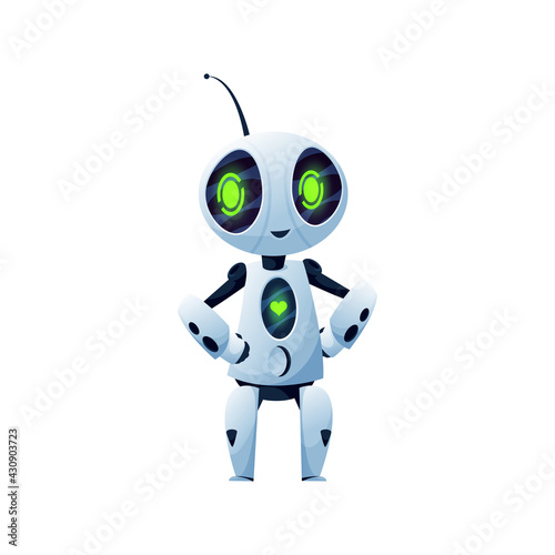Robotic helper, futuristic humanoid, 3D automatic smart character, digital kids toy isolated icon. Vector stylish sci fi bot, cyber machine, android robot cyborg. Friendly artificial intelligence bot
