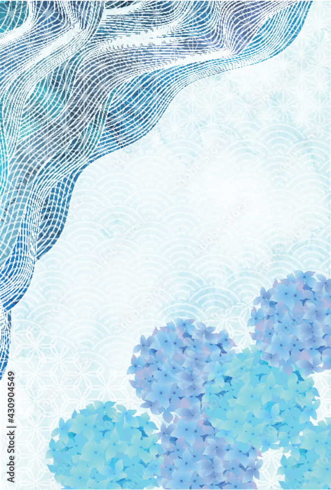 あじさい 波 暑中見舞い 背景 Stock Vector Adobe Stock