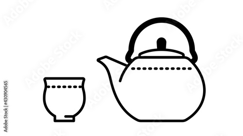 Japanese teapot Kyusu and japanese tea cup Yunomi.
