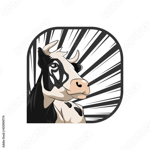 cow cartoon illustration with comic effect.