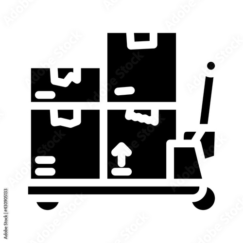 transporter cart wholesale glyph icon vector. transporter cart wholesale sign. isolated contour symbol black illustration