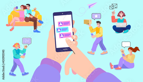 Social media network services, online supporter agents. Customer support. Isolated flat vector illustration icons set.
