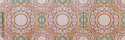 Panorama of Vintage antique ceramic tile pattern texture and seamless background