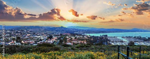 Hiking trail above Dana Point harbor at sunset photo