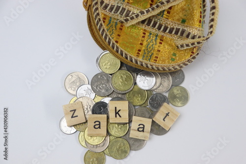 Zakat with coins and purse