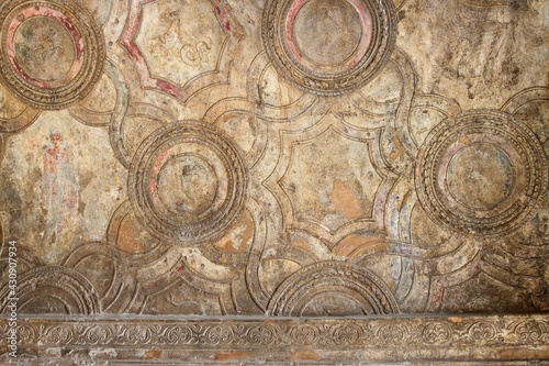 Close up of bathhouse ceiling in Pompeii, Italy 