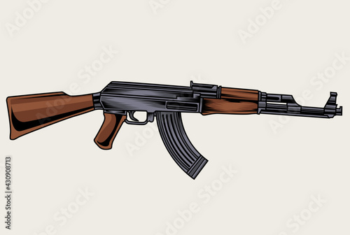 AK 47 machine gun on white background