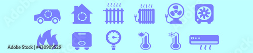 set of radiator cartoon icon design template with various models. vector illustration isolated on blue background