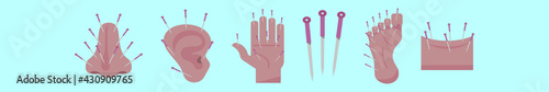 set of medicine acupuncture cartoon icon design template with various models. vector illustration isolated on blue background