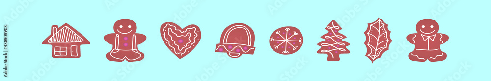 set of lebkuchen cartoon icon design template with various models. vector illustration isolated on blue background set of lebkuchen cartoon icon design template with various models. vector illustration isolated on blue background