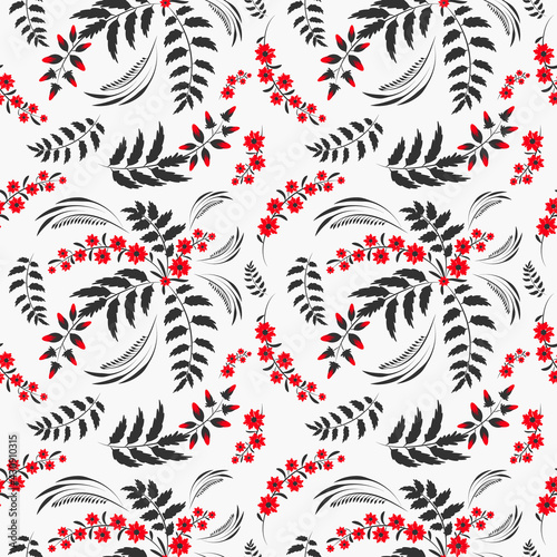 Folk floral pattern. Flowers abstract surface design. Seamless pattern